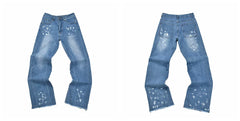 Gallery Dept Blue Splash Paint Distressed Jeans