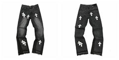 Gallery Dept Black Multi‑Cross Embroidered Jeans