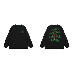 Anti Social Social Club Snake Green Logo Long Sleeve T-Shirt - Black