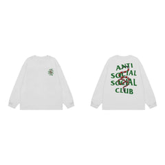 Anti Social Social Club Snake Green Logo Long Sleeve T-Shirt - White