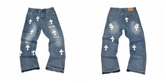 Gallery Dept White Cross Embroidered Jeans