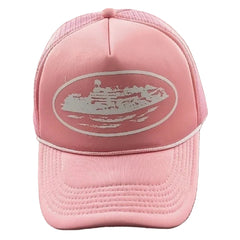 Cortiez Bold White Oval Ship Logo Trucker Hat - Pink