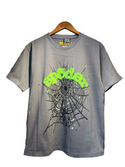 Sp5der European and American high street hip-hop trend brand unisex creative print summer loose cotton short sleeved T-shirt fog (5)
