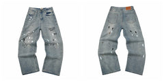 Gallery Dept Light‑Wash Text Print Ripped Jeans
