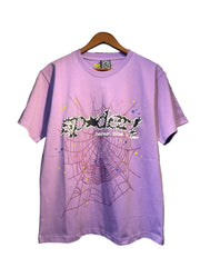 Sp5der European and American high street hip-hop trend brand unisex creative print summer loose cotton short sleeved T-shirt fog (9)