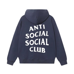 Anti Social Social Club Classic Logo Hoodie - Navy Blue/White