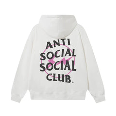 Anti Social Social Club Pink Circle Logo Hoodie - White