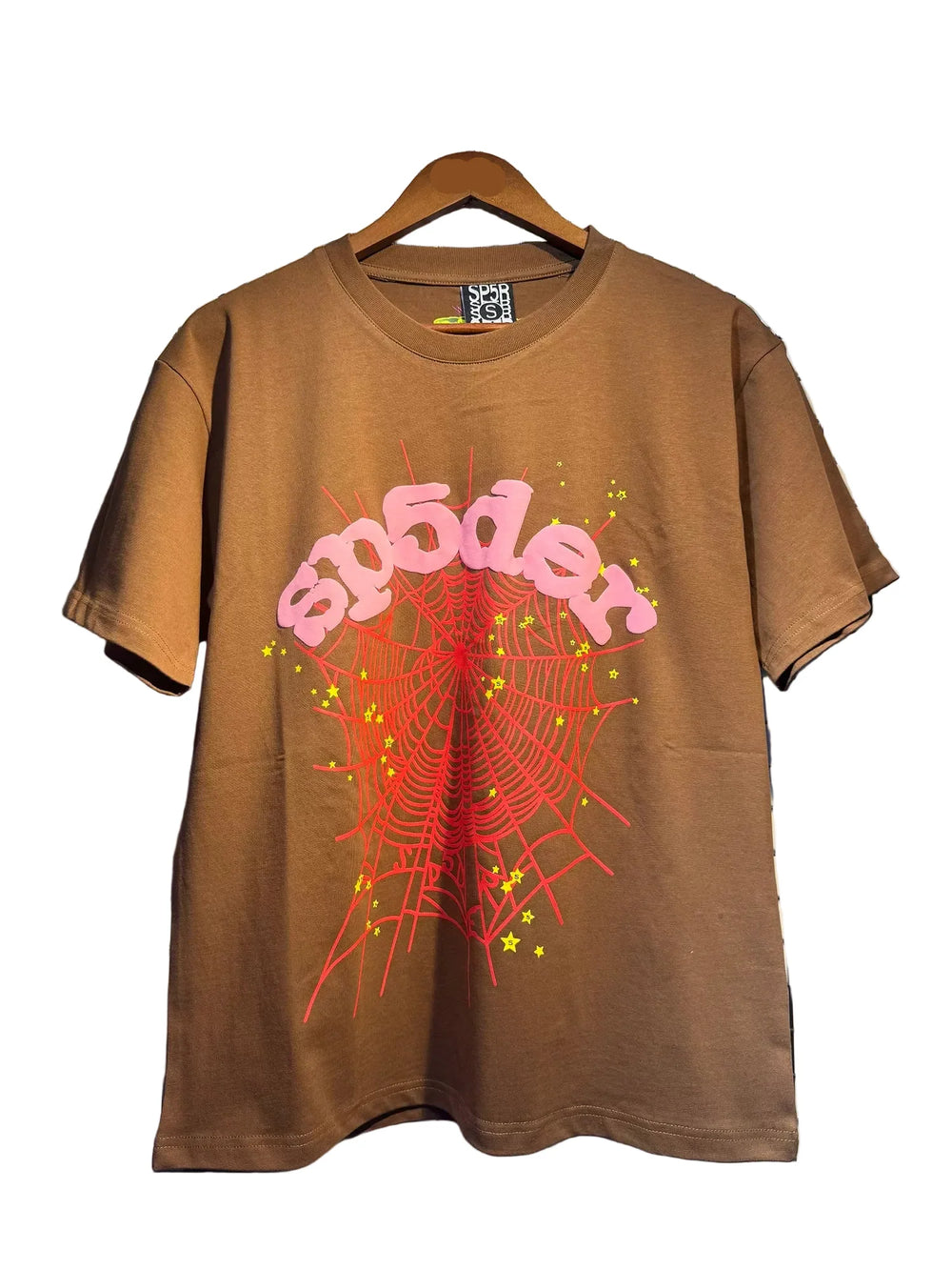 Sp5der European and American high street hip-hop trend brand unisex creative print summer loose cotton short sleeved T-shirt fog (4)