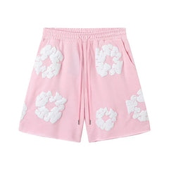 Denim Tears Cotton Wreath Graphic Shorts - Pink / Relaxed Streetwear Fit