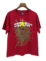 Sp5der European and American high street hip-hop trend brand unisex creative print summer loose cotton short sleeved T-shirt fog (15)