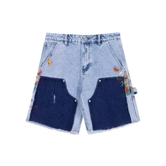 Gallery Dept Light‑Blue Dark‑Patch Floral Shorts