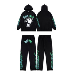 Sp5der 555 Portrait Hoodie — Black