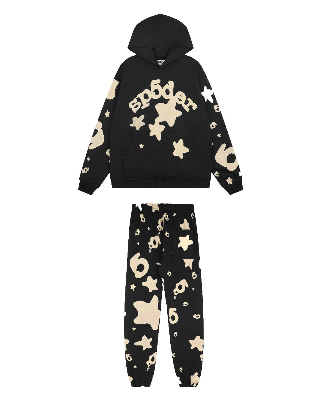 Sp5der Star Print Tracksuit — Black