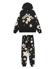 Sp5der Star Print Tracksuit — Black
