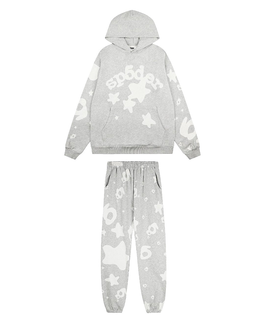 Sp5der Star Print Tracksuit — Grey