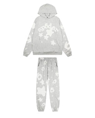 Sp5der Star Print Tracksuit — Grey
