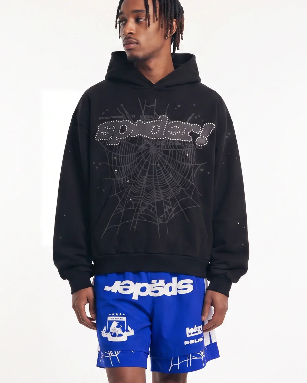 Sp5der P*nk V2 Rhinestone Hoodie Black