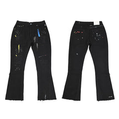 Gallery Dept Black Flare Paint‑Splatter Jeans