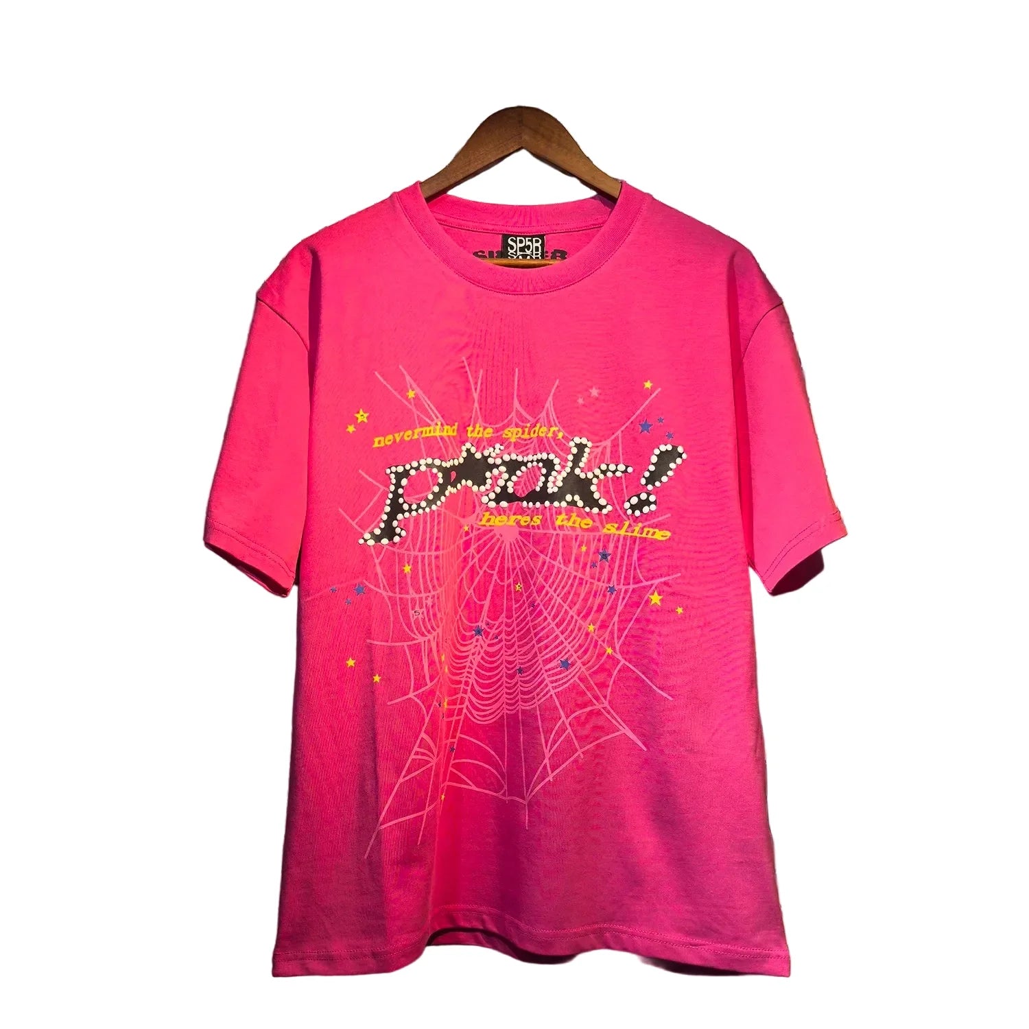 Sp5der European and American high street hip-hop trend brand unisex creative print summer loose cotton short sleeved T-shirt fog (2)
