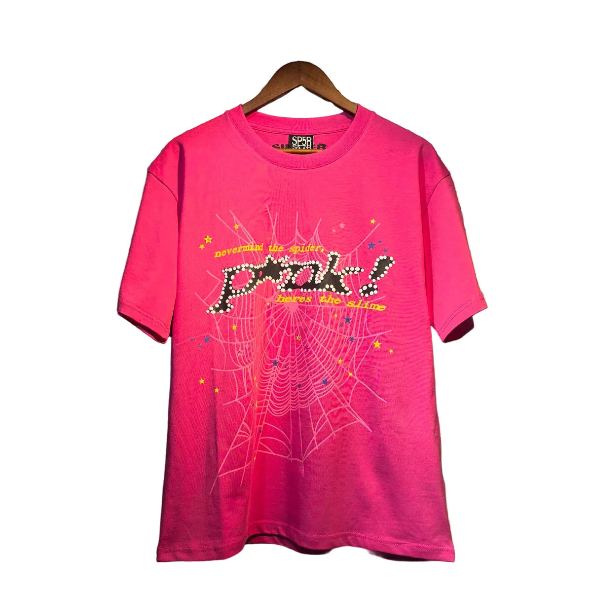 Sp5der European and American high street hip-hop trend brand unisex creative print summer loose cotton short sleeved T-shirt fog (2)