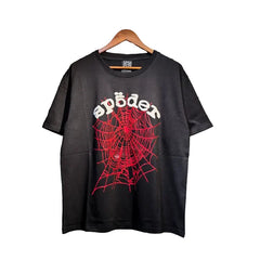 Sp5der European and American high street hip-hop trend brand unisex creative print summer loose cotton short sleeved T-shirt fog (31)