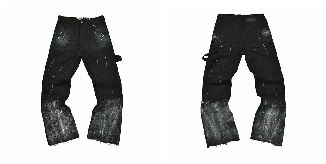 Gallery Dept Black Frayed Distressed Carpenter Jeans