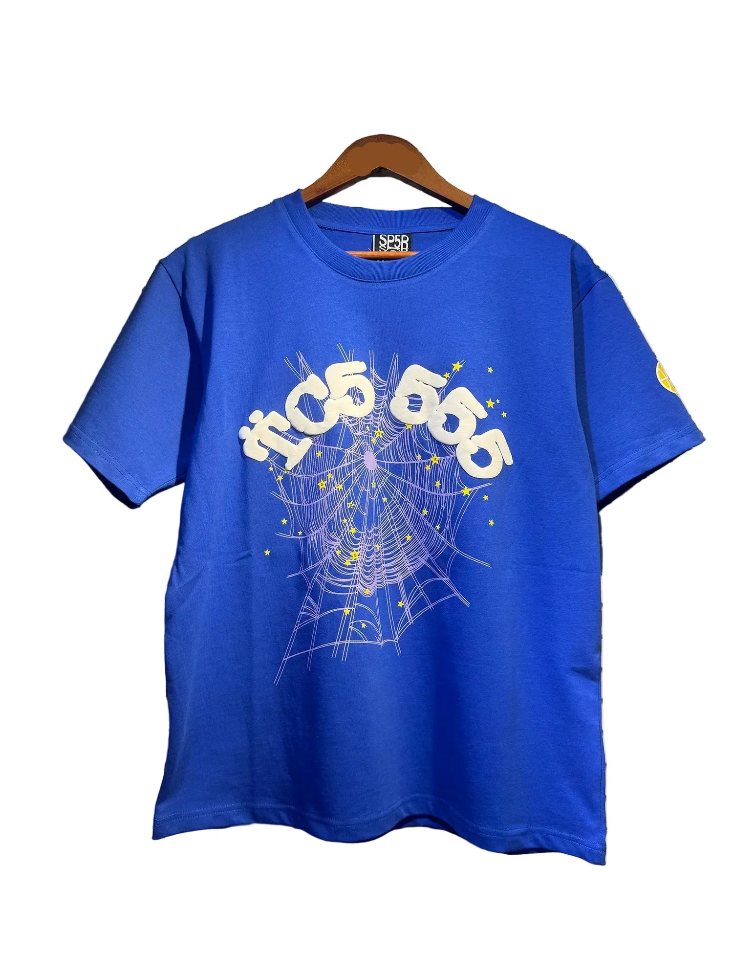 Sp5der European and American high street hip-hop trend brand unisex creative print summer loose cotton short sleeved T-shirt fog (17)
