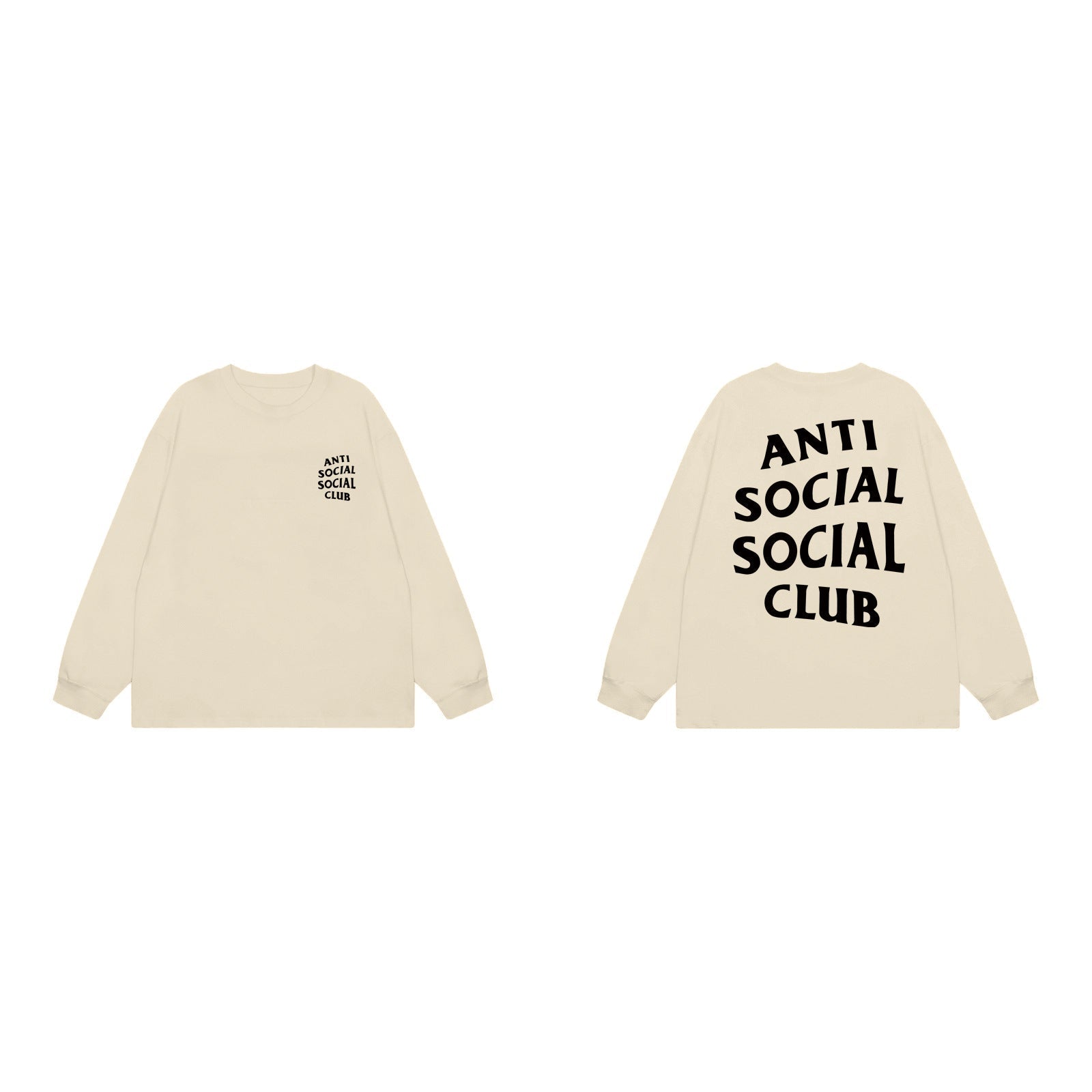 Anti Social Social Club Classic Long Sleeve T-Shirt - Cream/Black