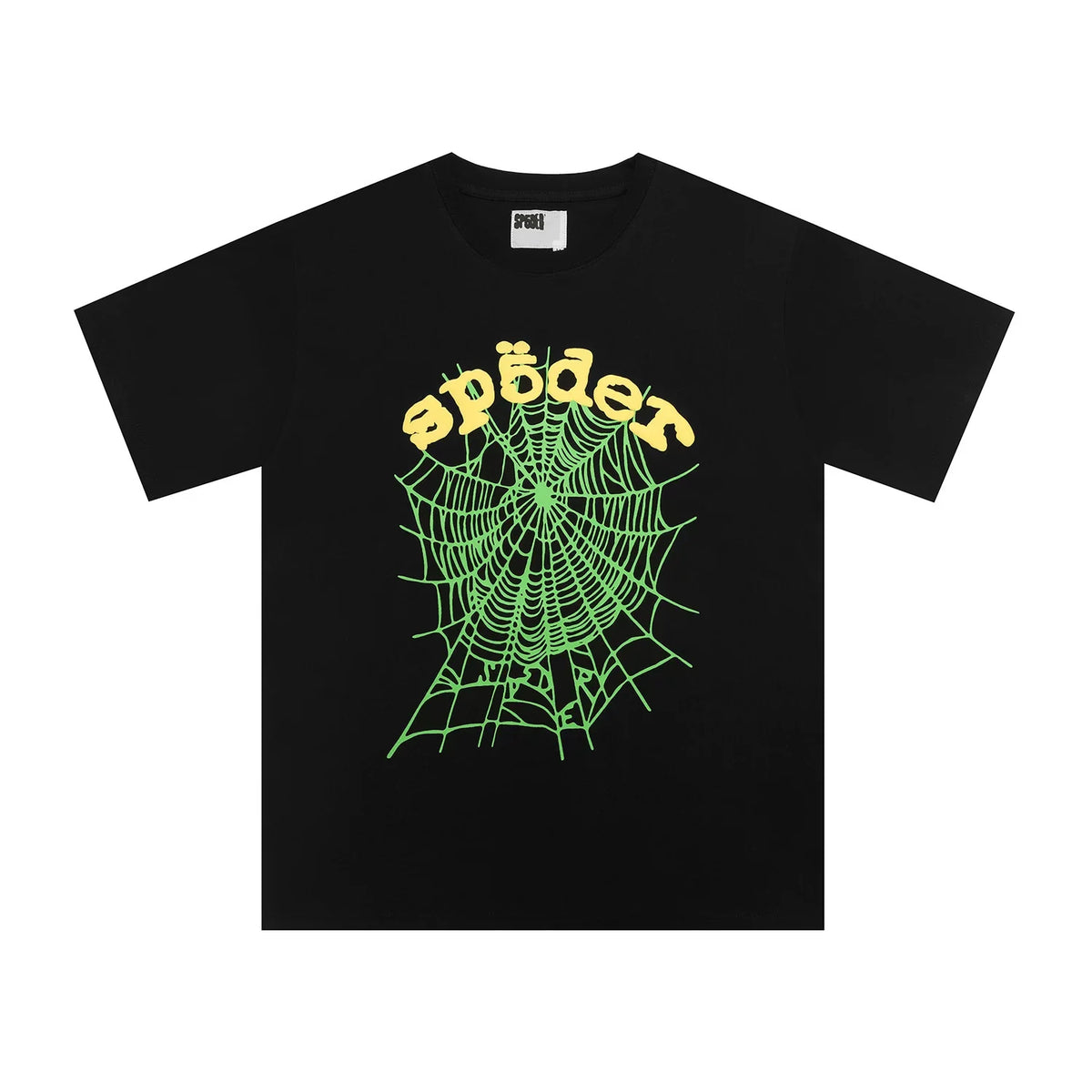 Sp5der European and American high street hip-hop trend brand unisex creative print summer loose cotton short sleeved T-shirt fog (41)