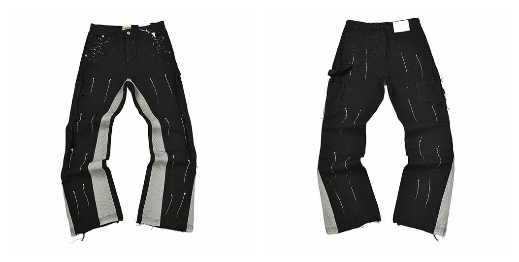 Gallery Dept Side‑Stripe Spliced Black Jeans