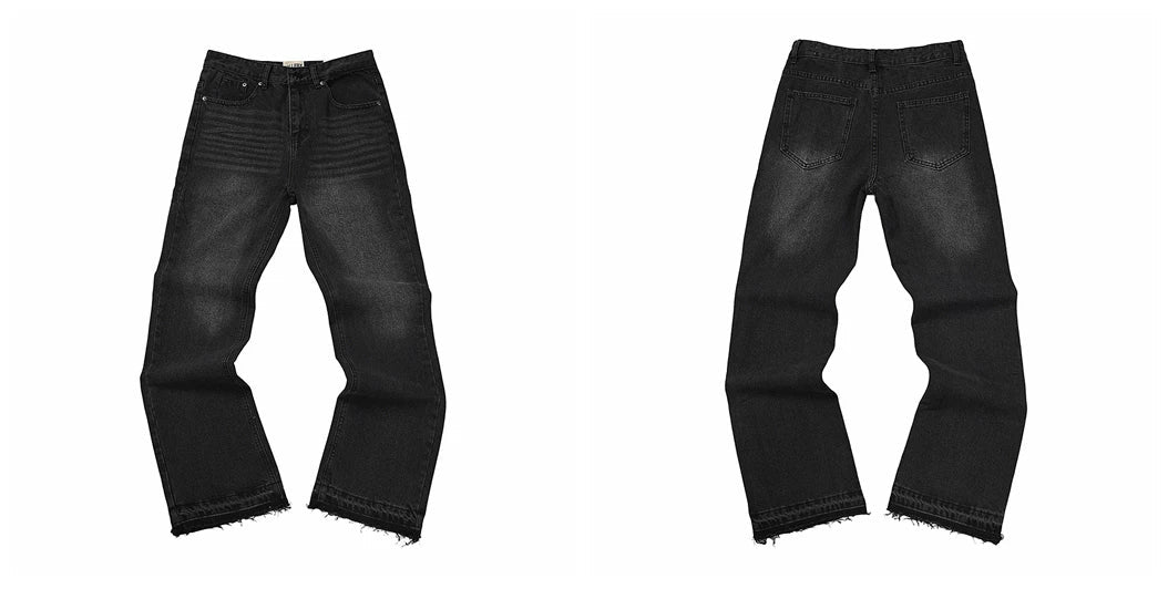 Gallery Dept Black Horizontal Stitched Distressed Jeans