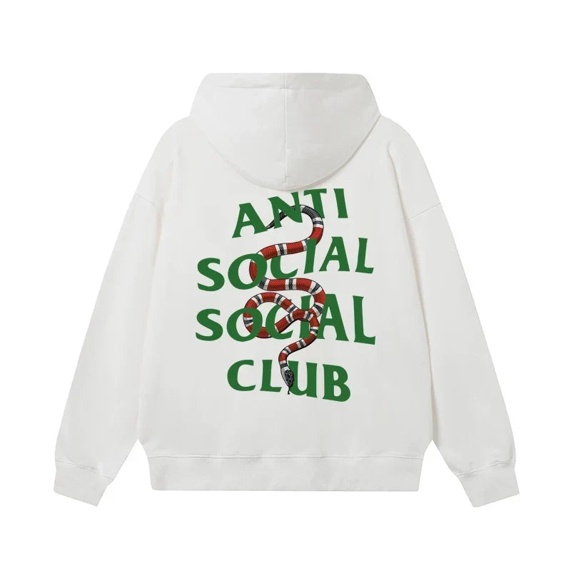 Anti Social Social Club Snake Green Logo Hoodie - White