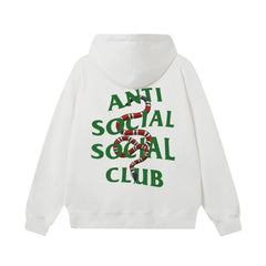 Anti Social Social Club Snake Green Logo Hoodie - White