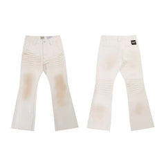Gallery Dept Cream Stained Biker Flare Jeans
