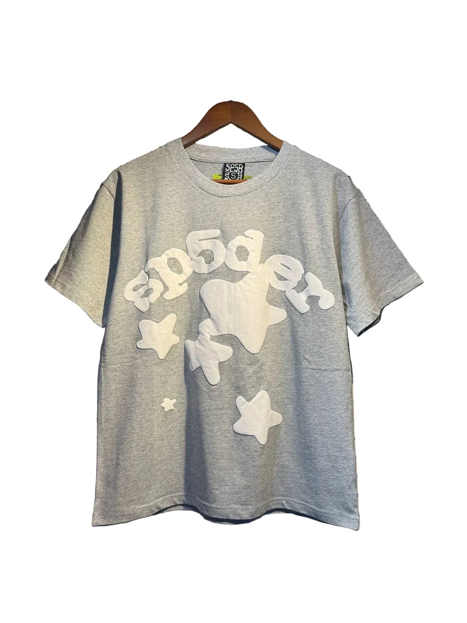 Sp5der European and American high street hip-hop trend brand unisex creative print summer loose cotton short sleeved T-shirt fog (11)