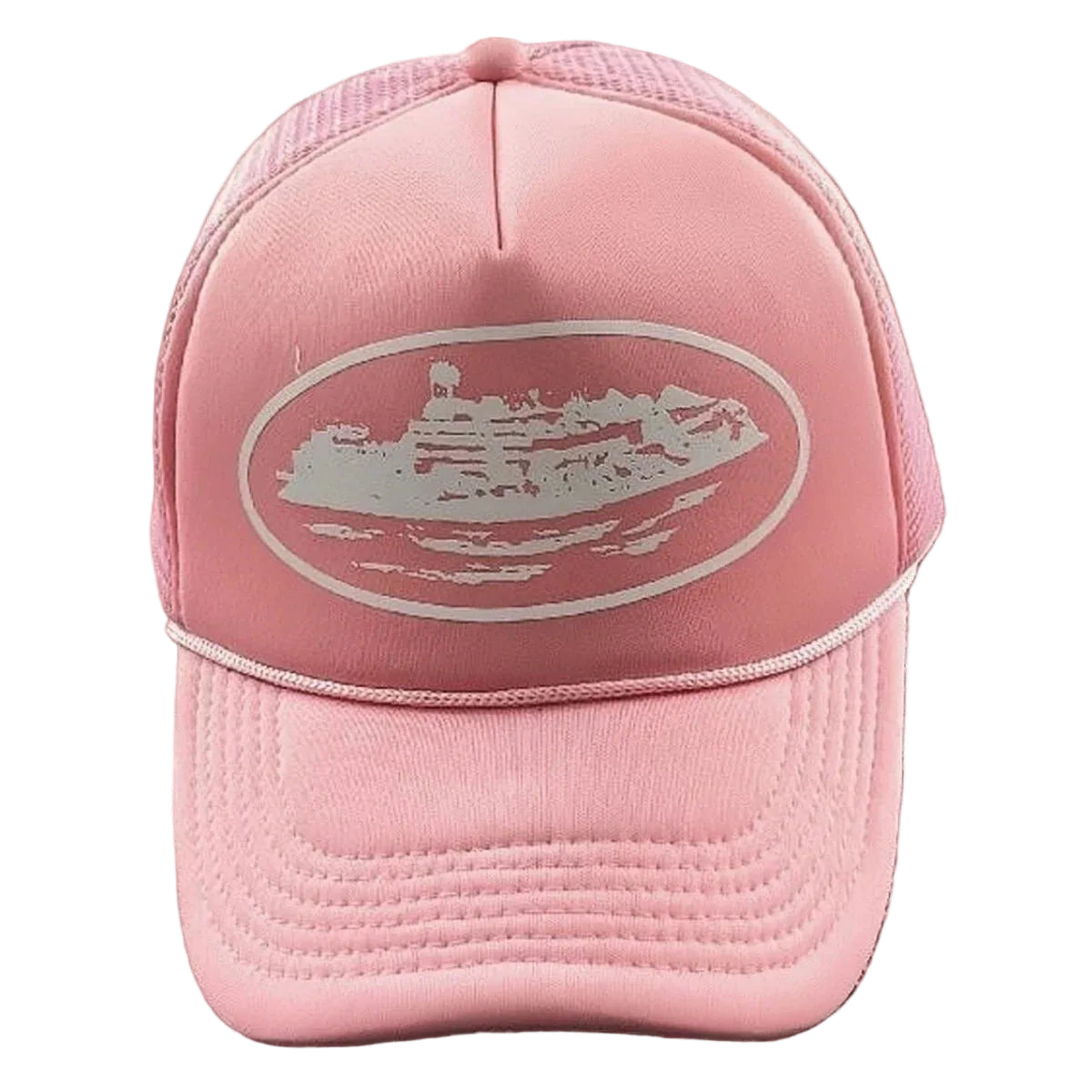 Cortiez Bold White Oval Ship Logo Trucker Hat - Pink