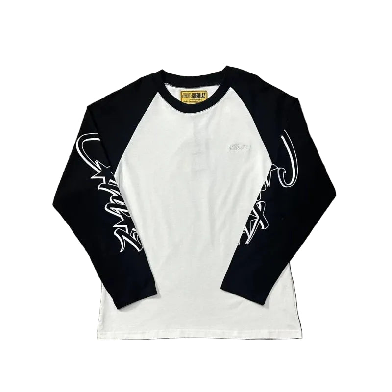 Corteiz Raglan Sleeve Lettering Long Sleeve Tee - Black
