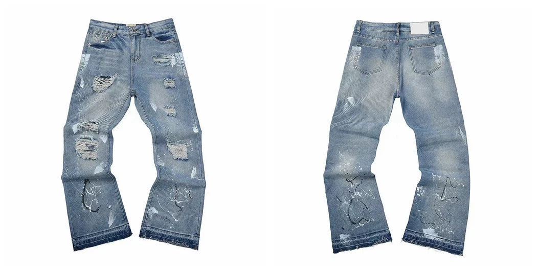 Gallery Dept Heavy Ripped Light‑Wash Jeans
