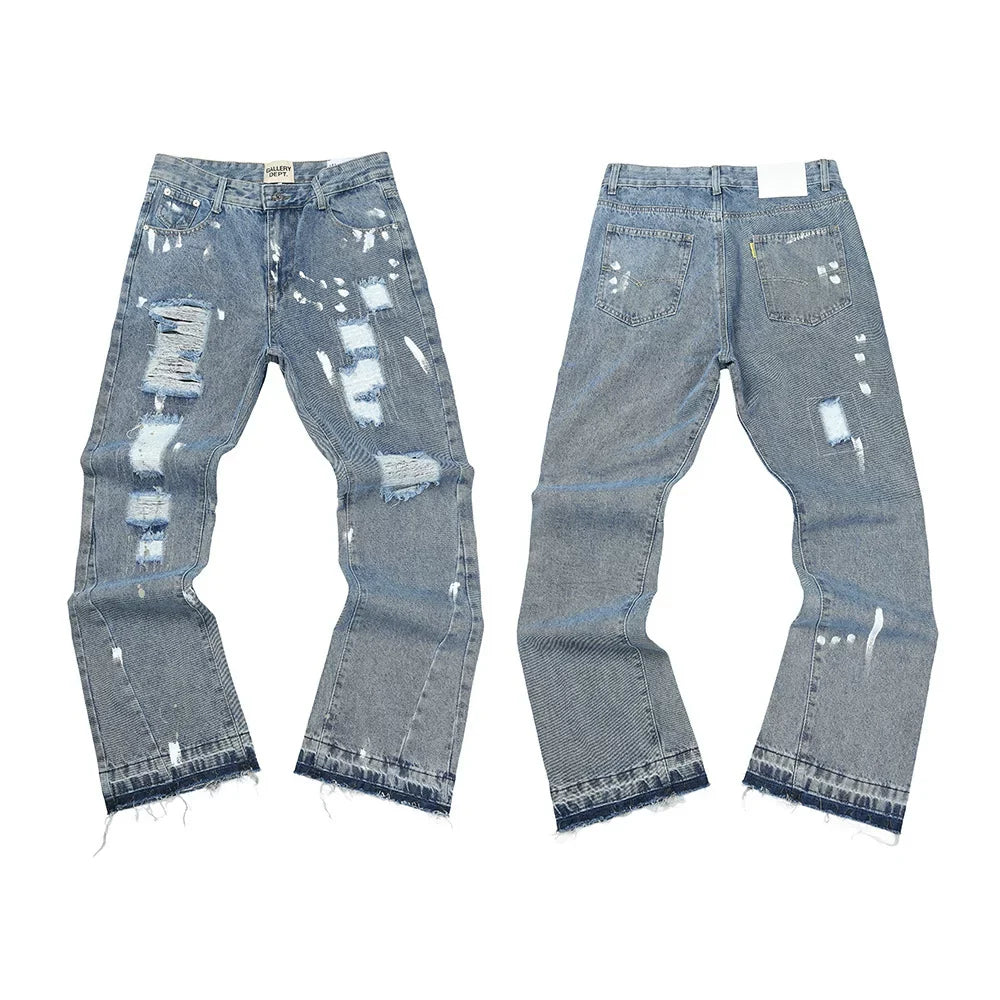 Gallery Dept Multi‑Patch Bleach Ripped Jeans