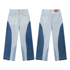 Gallery Dept Two‑Tone Blue Splice Flare Jeans