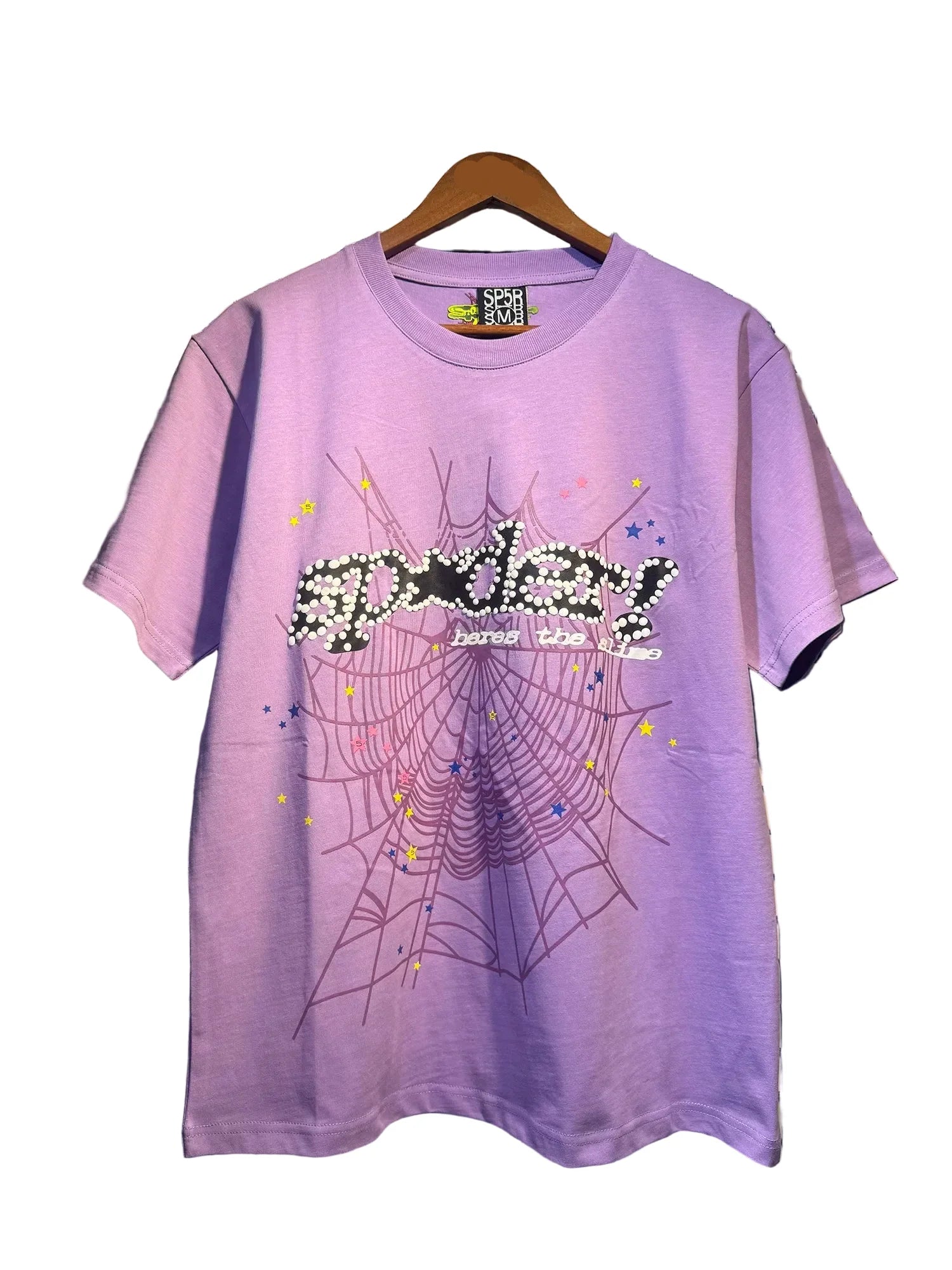 Sp5der European and American high street hip-hop trend brand unisex creative print summer loose cotton short sleeved T-shirt fog (9)