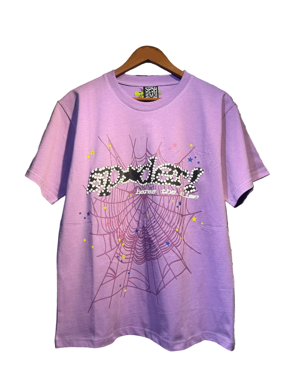 Sp5der European and American high street hip-hop trend brand unisex creative print summer loose cotton short sleeved T-shirt fog (9)