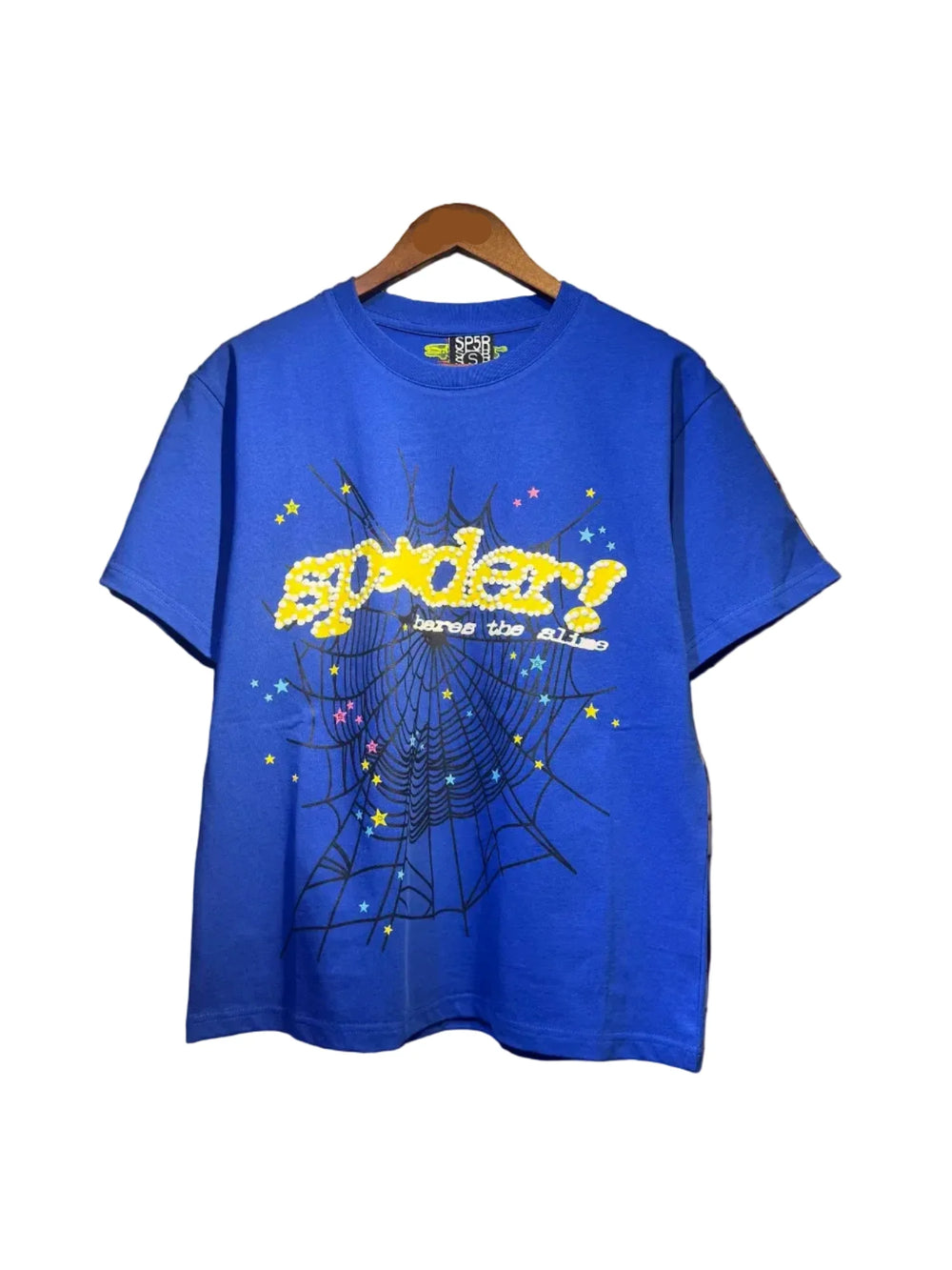 Sp5der European and American high street hip-hop trend brand unisex creative print summer loose cotton short sleeved T-shirt fog (8)