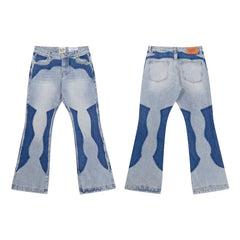 Gallery Dept Wavy Two‑Tone Splice Flare Jeans