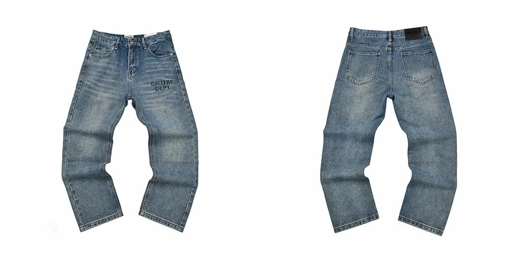 Gallery Dept Light‑Blue Text Logo Washed Jeans