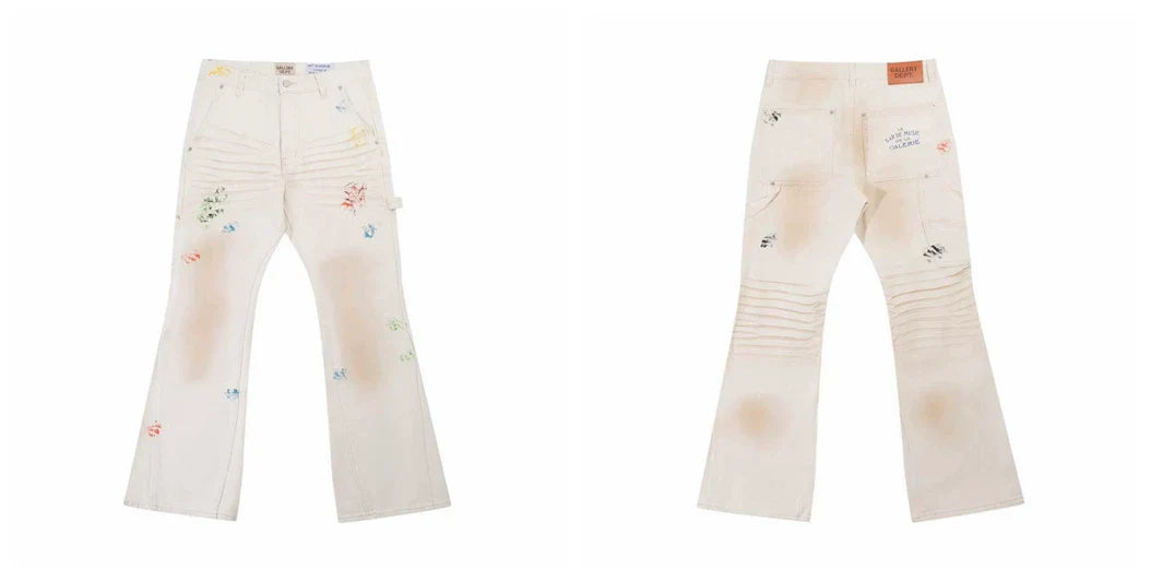 Gallery Dept Off‑White Floral Print Washed Jeans