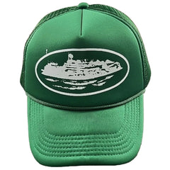 Cortiez Bold White Oval Ship Logo Trucker Hat - Green