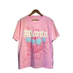 Sp5der European and American high street hip-hop trend brand unisex creative print summer loose cotton short sleeved T-shirt fog (7)