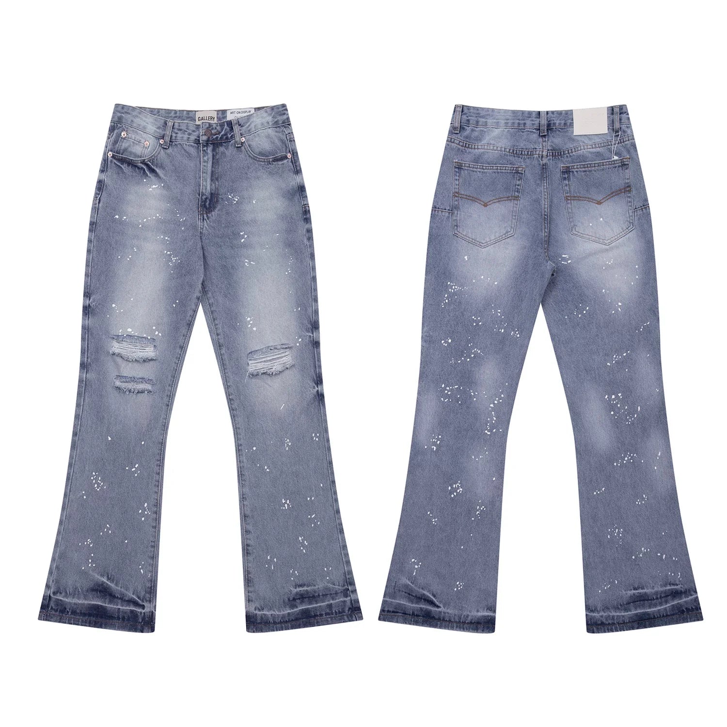 Gallery Dept Light‑Wash Ripped Paint‑Speck Jeans
