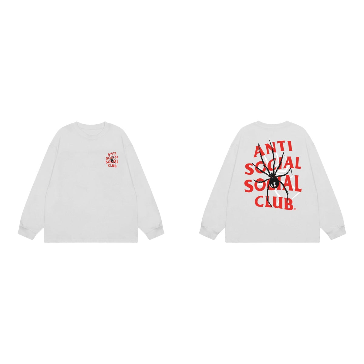 Anti Social Social Club Spider Red Logo Long Sleeve T-Shirt - White